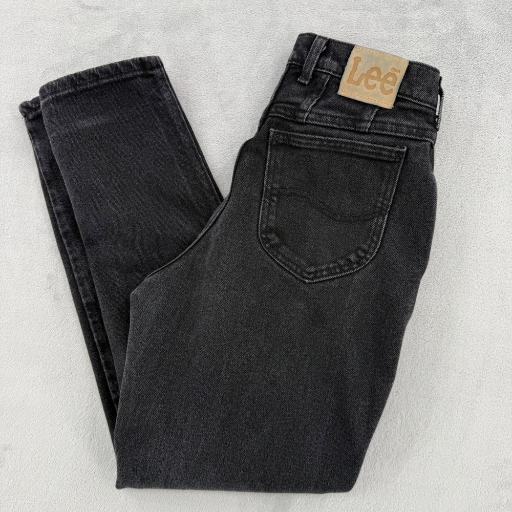 Vintage Lee Black High Waisted Tapered Leg Jeans Womens Made in USA Sz 10 Med